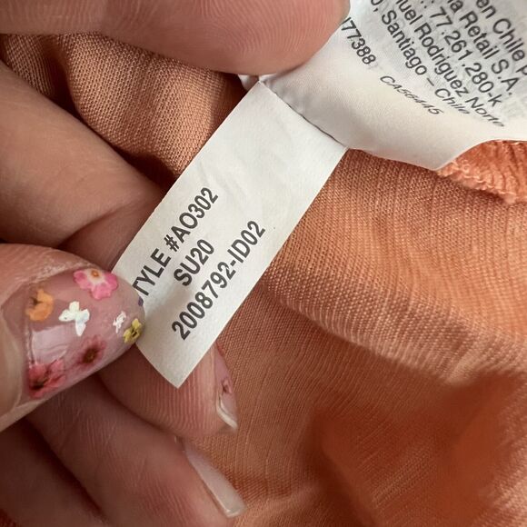 Madewell Midi Dress Womens 10 Pink/Orange Linen Blend Dolman Sheer Boho Cottage - Picture 16 of 16